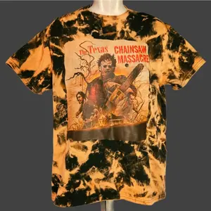 Horror Leatherface Graphic Tshirt Bleach dyed