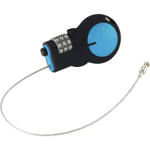 Lewis N. Clark TSA Approved Padlock & Bike Lock for Luggage + Travel, Set Your Combo w/30in Retractable Steel Cable, Blue, One Size