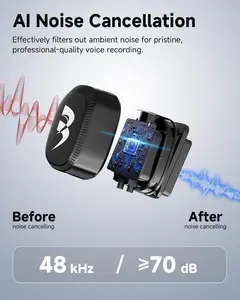 2-Pack Wireless Lavalier Microphone for iPhone & Android | AI Noise Cancelling Mic with Charging Case | Plug & Play Hi-Fi Studio Mic for USB-C & Lightning | 160ft Range Clip-on Microphone