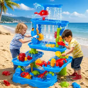 Summer Water Table, for Toddlers 3-5 4-7 Years Old, Fun Water Playset Outdoor Water Toys for Backyard, 5-Layer Thickened Water Play Table,Garden,Beach, summervibes,Toddler Sand Water Table Toy,Water Activity Tables Summer Gift Toys for Outside Backyard o