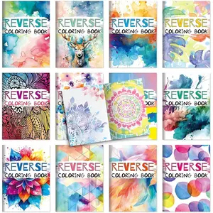 12 Pcs Coloring Book Bulk for Adult DIY Reverse Flower Stress Relief Color Drawing Book with Patterns for Adults, Party Favors, Goodie Bag Filler and Holiday Gifts