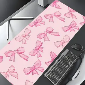 Cute Bow Pattern Mouse Pad, Rectangle Gaming Mouse Pad, Non-slip Rubber Pad, Aesthetic Desktop Decoration Protective Pad for Laptop, Desktop Computer Games, Desktop Accessory