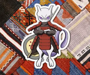 Ninja Cat Stickers - Anime Crossover Art, Glossy Finish, Durable Vinyl, Available in 2x2 & 4x4 Sizes, Fun Decor for Collectors, Ninja Cat Sticker