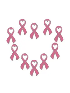 10pcs Breast Cancer Awareness Pins, Ribbon Enamel Brooches, Minimalist Butterfly Design, Support & Prevention Jewelry, Fashion Accessory