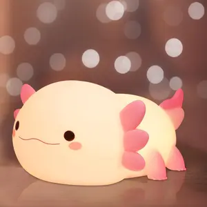 Cute Axolotl Design Night Light, USB Rechargeable Silicone Night Light with 20 Minutes Timer, Novelty Lighting for Bedroom, Living Room, Home Decor