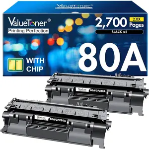 Compatible 80A Toner Cartridge Replacement For HP 80A (CF280A, 80X, CF280X) For HP Laserjet Pro M400, M401a, M401d, M401n, M401dn, M425dn, M425dw Series Printers (2 Pack)