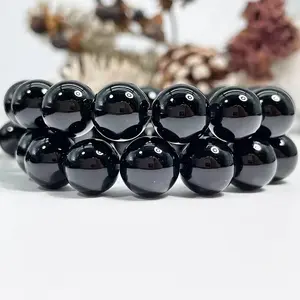 Natural Black Onyx Gemstone Smooth Round Loose Beads For DIY Jewelry Making Desig Handmade Crafts Bracelet, Necklace, Earrings AAA Quality 15.5 Inches Long, Semi Precious Stone, Spacer beads