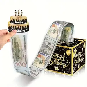 Money Roll Themed Gift Box, Money Roll Birthday Gift Box with Cake Card, Creative Birthday Gift for Friend & Family, Funny Birthday Gifts