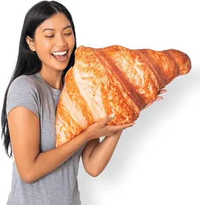 Much Comfort 23" 3D Croissant Throw Pillow – Soft Croissant -Shaped Cushion for Bed, Couch & Kawaii Room Decor | Funny Food Gift for Kids & Teens | Headrest or Backrest for Lumbar support