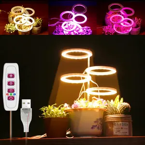 Full Spectrum USB LED Green Plant Grow Light Timing 8/12/16H Adjustable Height 5V Indoor 5Level Dimmable Sunlight Hydroponic Flower Bloom Bonsai Growth Box Fill Lamp UV/IR RedBlue Greenhouse Tent Succulent Fruit Cactu Moss Seed Potted Cultivate Lighting