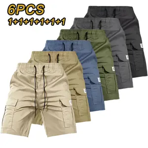 6-Pack Men’s Quick-Dry Cargo Shorts, Lightweight Multi-Pocket Casual Shorts with Elastic Drawstring Waist, Loose Fit Durable Work Shorts for Outdoor Hiking, Daily Commute, Travel & Streetwear Fashion, Streetwear Outfits
