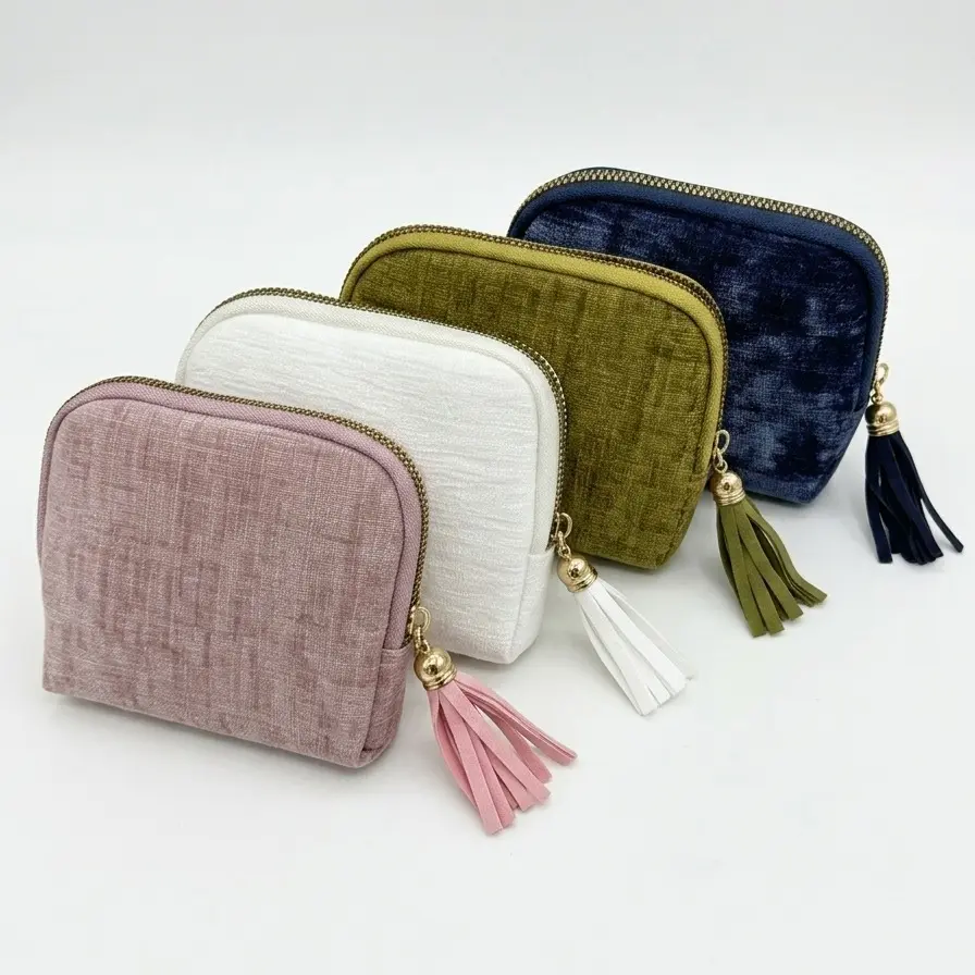 Portable Travel Jewelry Organizer Case - 6 Compartments, Velvet-Satin Lining, Tassel Zipper, Zippered Pocket for Rings, Bracelets, Necklaces - Home Organizer Storage Boxes & Travel Pouches