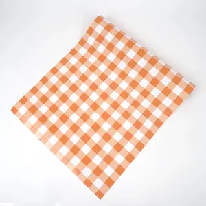 Orange Gingham Table Runner – 18" x 120" Disposable Paper Table Runner