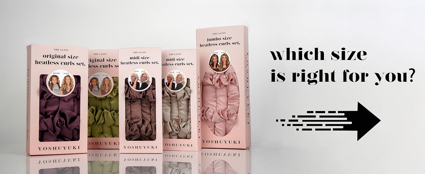 Satin XL Jumbo Hair Rollers for Overnight Curls - Heatless Curling Set With Headband and Soft Rollers, Heat Free Curls, Frizz-Free, Multiple colors