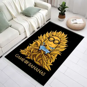 Minions-Inspired Banana Throne Rug - Whimsical Game of Thrones Style for Colorful Room Decor- Funny Minions Decor