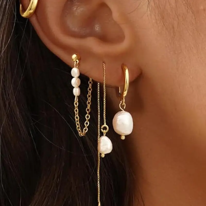 Stainless Steel Drop Chain Earrings, Fashion Earring, Casual Jewelry for Party Daily Wear, Elegant Jewelry for Birthday Gift, Earring Stack