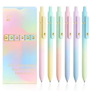 Gel Pens, 6 Pcs 0.5mm Fine Point Smooth Writing Pens Cute Pens, High-End Series Black Ink Pens for Journaling Note Taking, School Office Supplies for Women Men