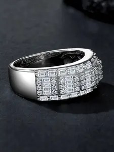 Father's Day Mother's Day gift, set with ice-cold full diamond men's ring, luxury atmosphere, trend, male and female couples engagement ring ring, simple