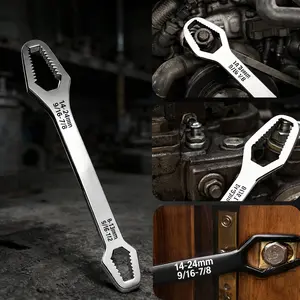 Multi-Function Double-Ended Wrench, 3-17mm & 8-24mm Self-Tightening Wrench, Universal Multi-Size Spanner, Fits All Kinds of Nuts & Bolts, Meets All Repair Needs