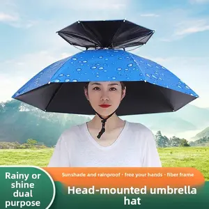 New type of bamboo hat wearing rainy day sun hat head umbrella fishing sun protection hat umbrella umbrella type UV protection head hat umbrella hat Cover