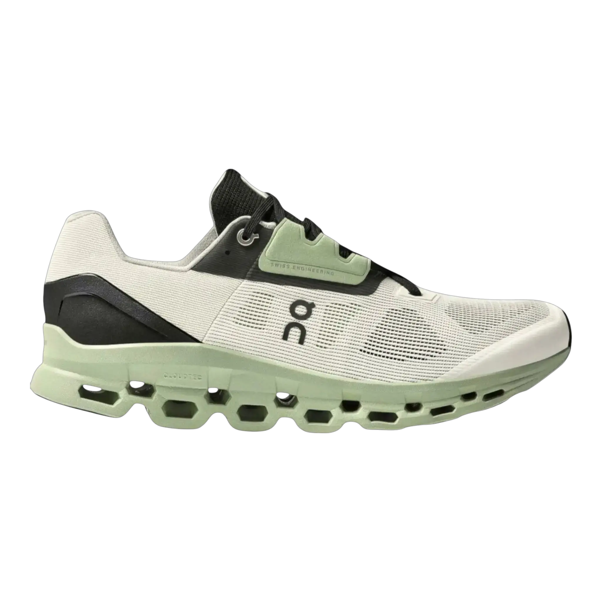 On Cloudstratus Running Sneaker in White Black Green | Men's