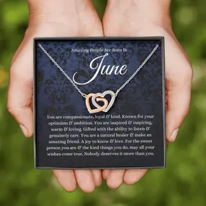 Interlocking Hearts, June Zodiac Gift, Born In June Ideas, June Birthday Gifts, June Horoscope Necklace, Birthday Gifts For June Borns