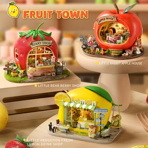 DIY House Assembly Model Kit, LED Light Toy House Tool Bag, House Playset, 3D Puzzle Wooden Dollhouse, Perfect Gift for Craft Enthusiasts, House Building Kit, Miniature Set