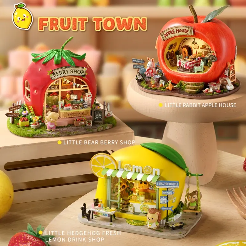 DIY House Assembly Model Kit, LED Light Toy House Tool Bag, House Playset, 3D Puzzle Wooden Dollhouse, Perfect Gift for Craft Enthusiasts, House Building Kit, Miniature Set