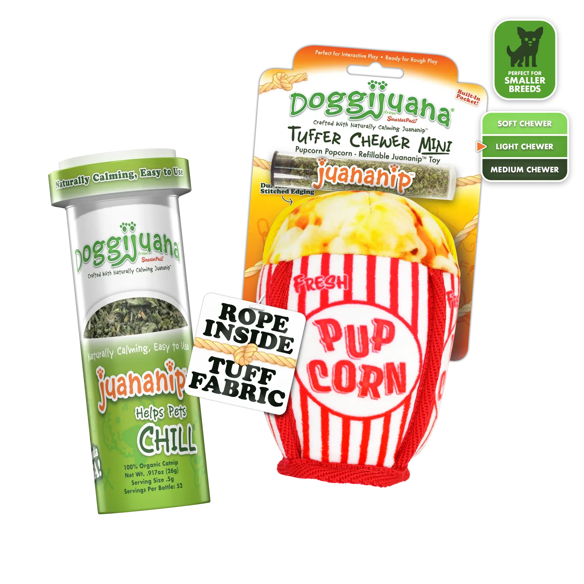 Tuffer Chewer Mini Doggi Duo Bundle - Pupcorn & Juananip