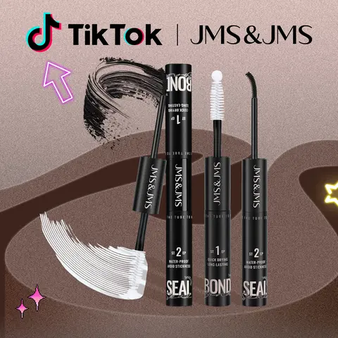JMS&JMS 2-in-1 Eyelash Bond & Seal Cosmetic Lash Glue for Adults, Stronghold Formula, Waterproof, Quick-Drying, Easy-Apply, Easy-Remove, Residue-Free, Latex & Formaldehyde-Free, Gentle Glam All-Day Wear