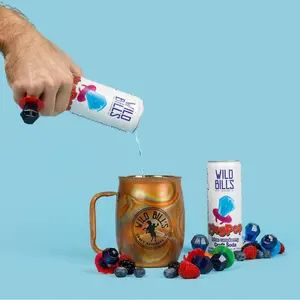Wild Bill's Blue Raspberry Ring Pop Craft Soda - Pure Cane Sugar, No HFCS, Caffeine Free, Vegan, Gluten Free, Low Sodium, Lightly Carbonated - 12 Oz Cans 12 Pack Corn Beverage Candy Artificial