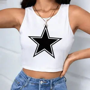 Stars Print Tank Top for Women - Sleeveless Graphic Tee for Casual Summer Outfits