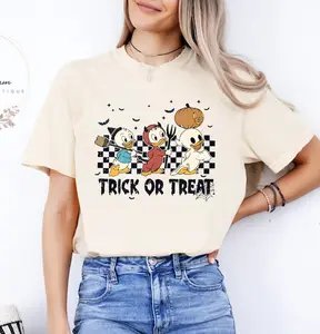 Vintage Huey Dewey Louie Halloween Shirt, Trick Or Treat Shirt, Kids Cartoon Shirt, Woman Halloween Shirts, Cute Fall Shirt