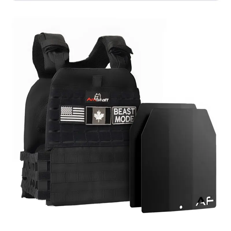 Amstaff Tactical Weighted Vest with Plates - Adjustable Weight Vests for Men & Women - Versatile Wearable Weighted Vest for Fitness Workouts Strength and Endurance Training Running Crossfit (Black 30 LB)