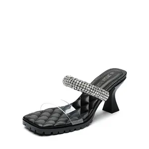 Dream Pairs Women's Rhinestone Strap Quilted Heel Sandals