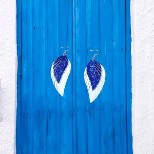 Handmade Feather Earrings, 'Tally' Design, Available in Red or Blue