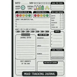 Mood Tracking Journal: Daily Health & Mental Health Tracker | Track your: Mood, Energy, Sleep, Food Intake, Goals & More