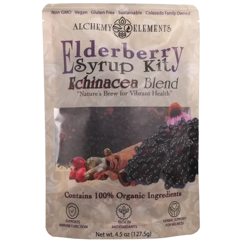 Organic Elderberry Syrup DIY Kit w/ Echinacea Makes 32 oz with Rose Hips, Ginger & Cloves | Alchemy Elements