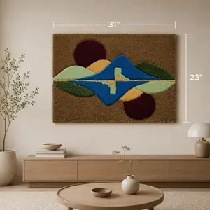 Handmade Abstract Modern Geometric Pattern Tufting Rug, Premium Minimalist Decorative Area Rug for Living Room, Bedroom, Wall Art