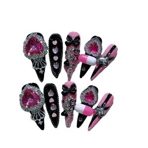 JC Dark Silver Metal Punk Spice Sparkly Rhinestones Transferable Single-Item Easy-Paste Nail Art Accessory, Nail Protection Tool for Beauty & Personal Care