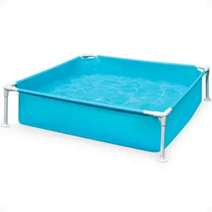 4 Foot x 12 Inch Miniature Durable Vinyl Outdoor Above Ground Frame Kiddie Swimming and Teaching Baby Pool for Ages 3 and Up, Blue