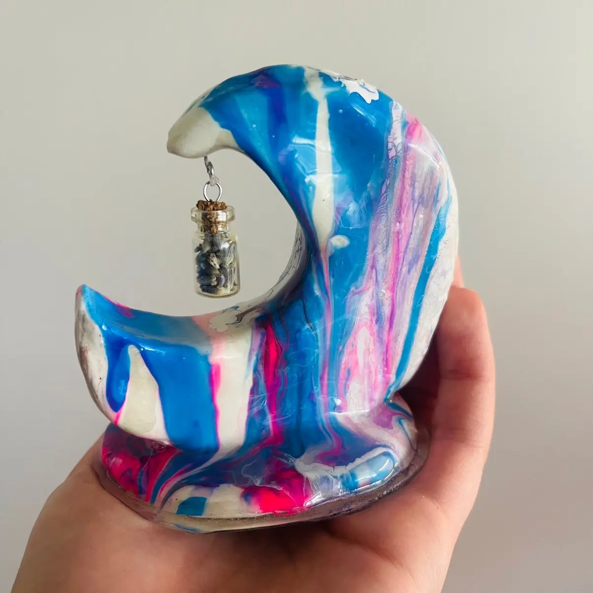 Glow in the Dark Moon Incense Holder with Lavender Herb Bottle