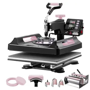 【Summervibes】VEVOR Heat Press Machine,  , 15 x 15 inch, 8 in 1 Heat Transfer Machine with 30 oz Tumbler Press, 360° Swing Away Digital T-Shirt Pressing Machine, Teflon Coating, for T-Shirts/Mugs/Hats/Plates, Black