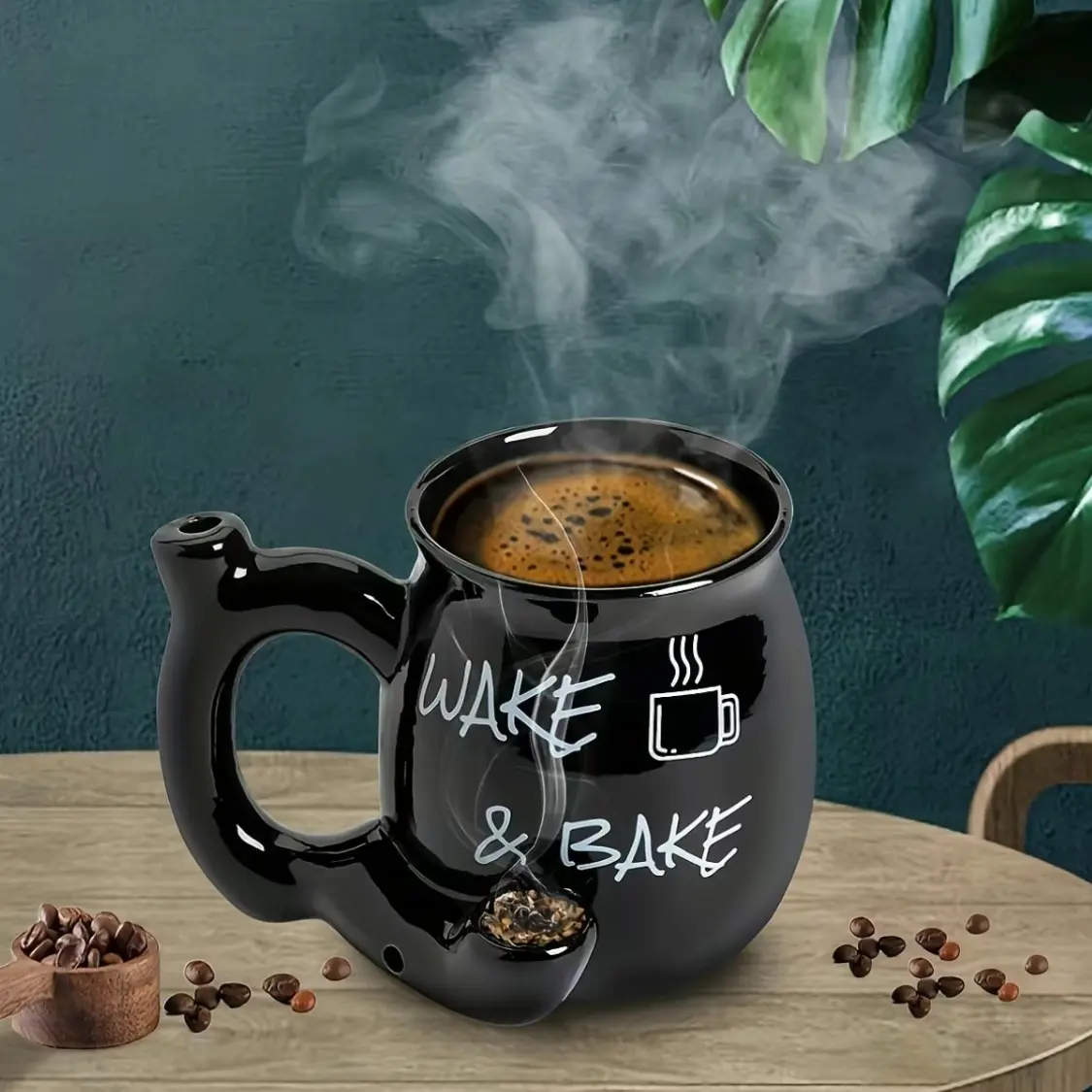 2 in 1 Multifunctional Food Grade Ceramic Smoking Coffee Travel Mug,  Tumbler, BPA Free Lead &