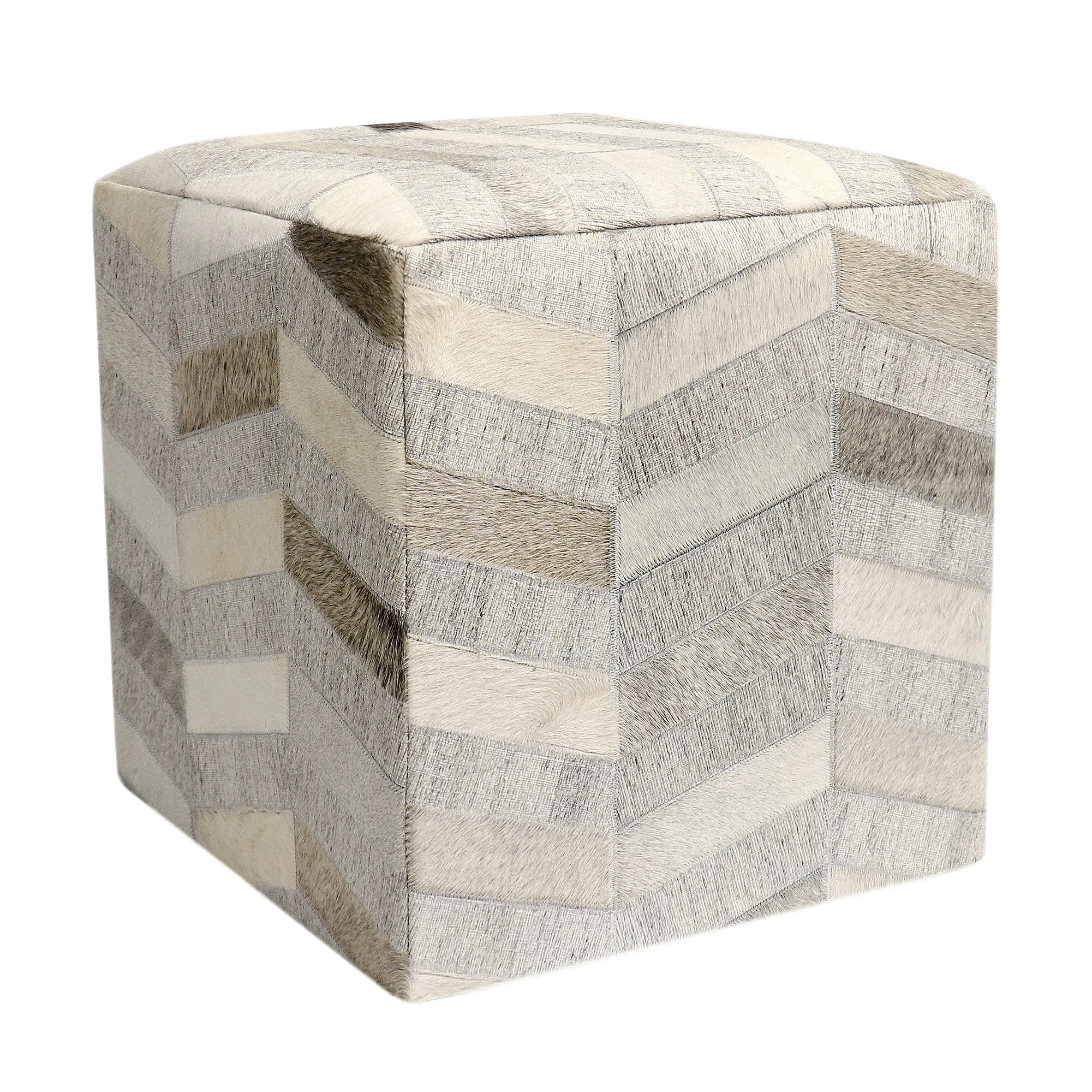 Galaxy Cowhide Zig-Zag Cube Ottoman