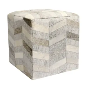 Galaxy Cowhide Zig-Zag Cube Ottoman