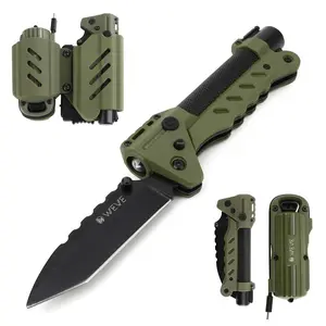 Xhandle 3-in-1 Outdoor Multitool Knife with Hand Crank Charging, Light & Fire Starter, Silicone Sheath, Camping Survival Gear