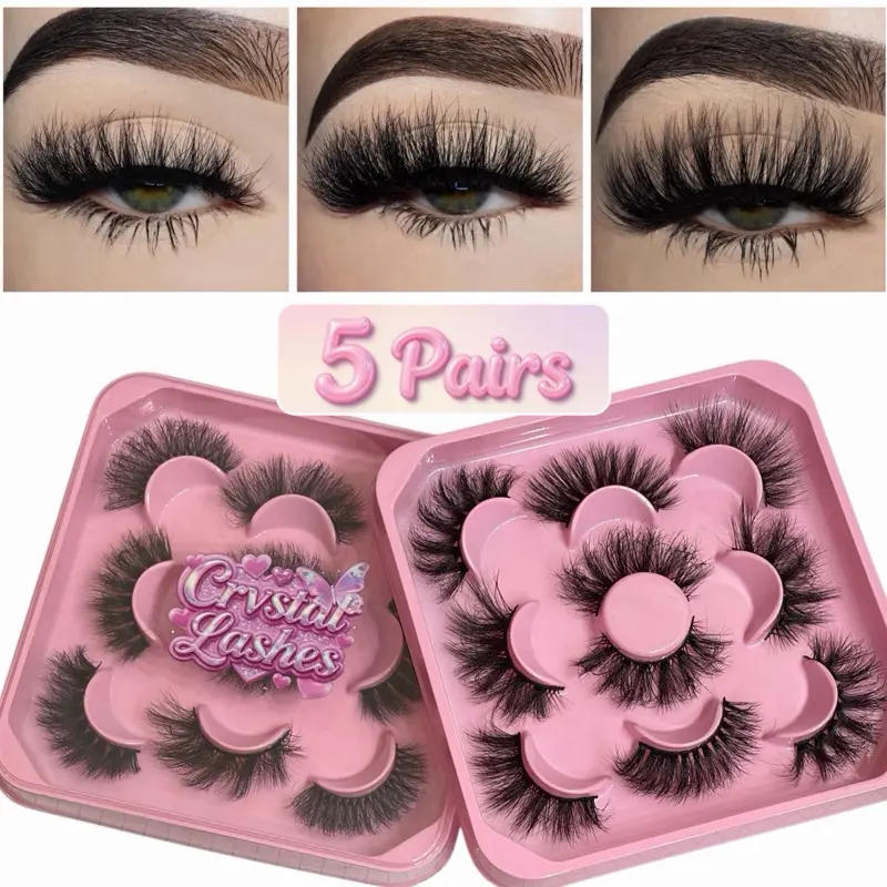5 Pairs Fluffy Lashes 10mm-20mm Choose Length Full Volume High Quality Faux Mink Strip Reusable Eyelashes Makeup Cosmetic