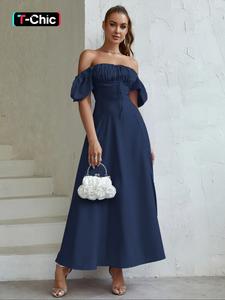 women's off the shoulder ruched split thigh tie front a line vintage dress, chic elegant style puff sleeve multiway dress for party holiday wedding guest, ladies summer clothes, fall wedding guest dress christmas, puff sleeve dress, womenswear