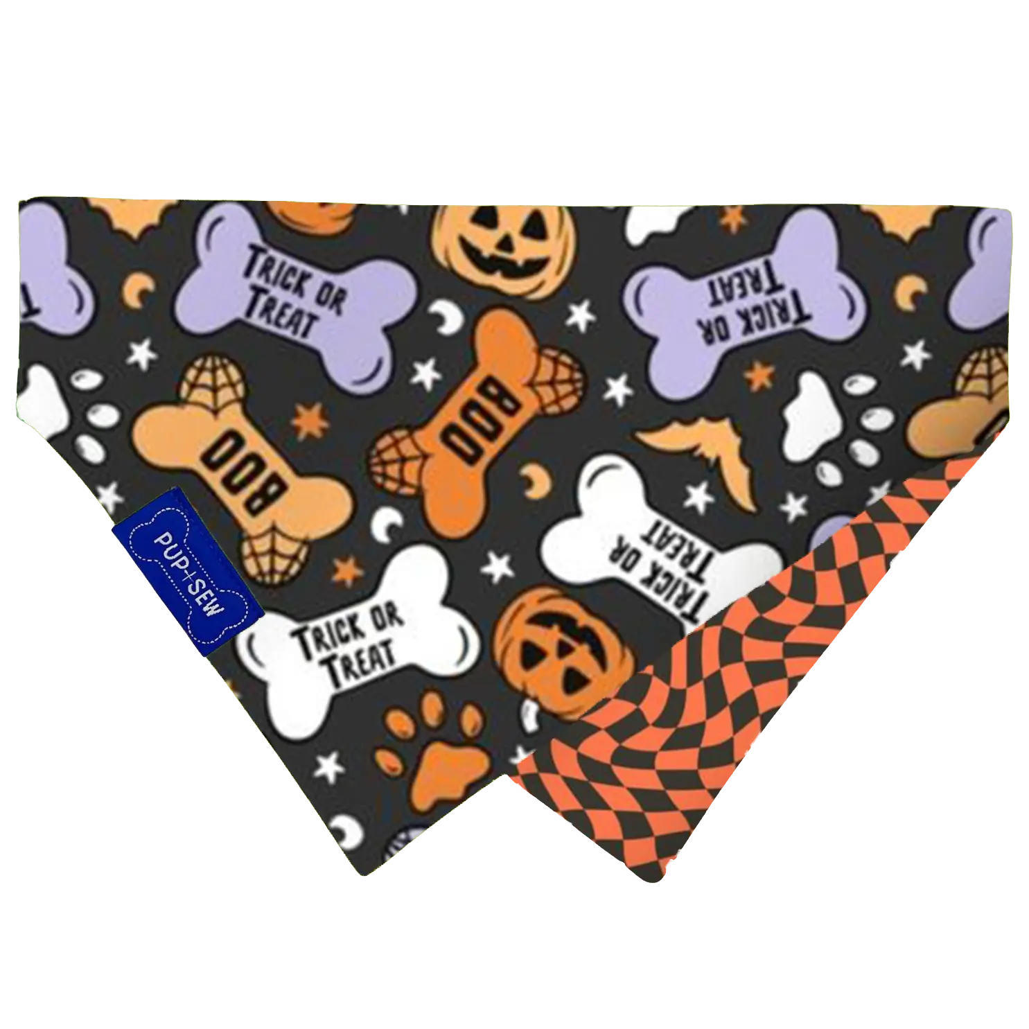 Groovy Bones Dog Collar Bandana, Reversible and Two-Tone